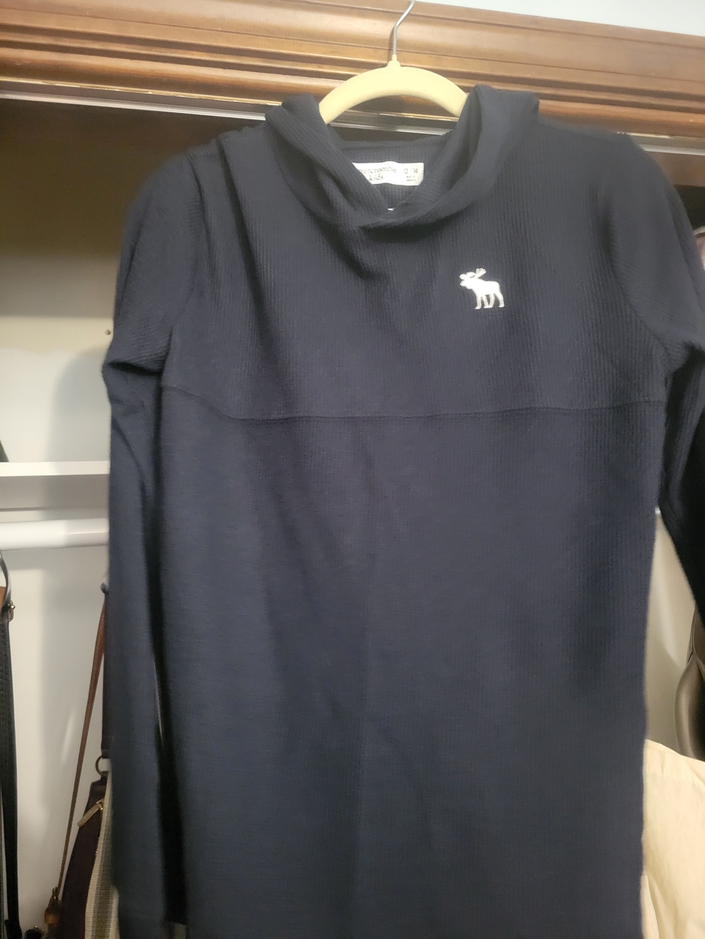 abercrombie kids Navy Crewneck Sweater with White Logo